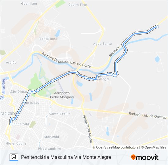 0021 MONTE ALEGRE VIA AV. CARLOS BOTELHO bus Line Map