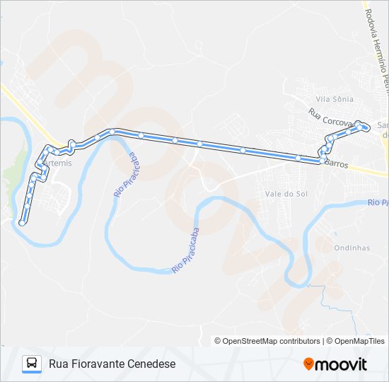 Mapa da linha 0400 ÁRTEMIS / TVS VIA PARQUE PIRACICABA de 