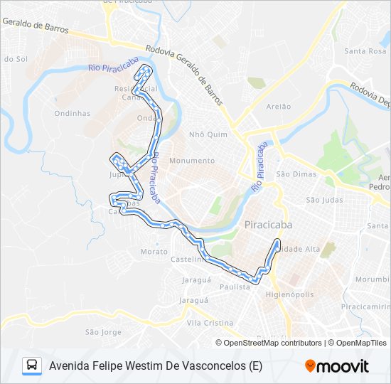 Mapa da linha 0701 JARDIM JUPIÁ VIA AVENIDA DR. PAULO DE MORAES de ônibus
