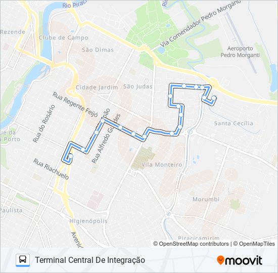 Mapa da linha 0207 VILA INDEPENDÊNCIA VIA RUA BERNARDINO DE CAMPOS de ônibus