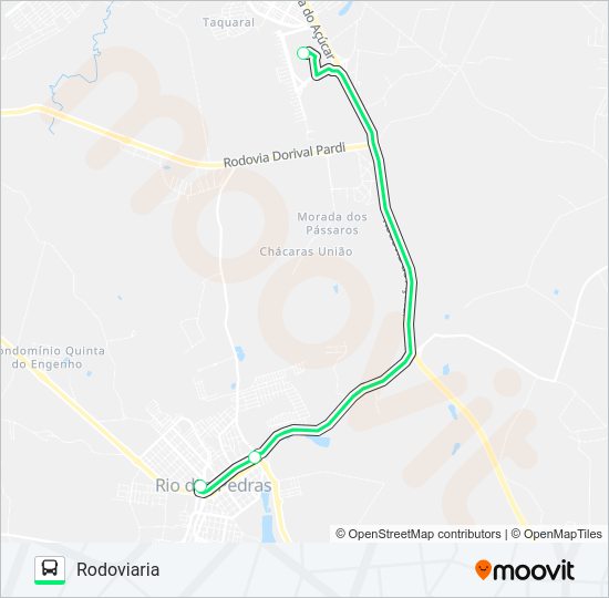 Mapa da linha 0004 UNIMEP de ônibus