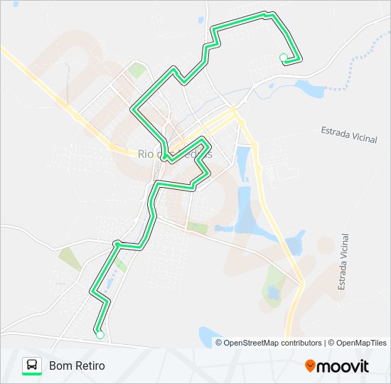 Mapa da linha 0002 DONA ROSINA / BOM RETIRO de ônibus