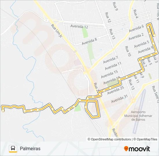 12 PALMEIRAS Bus Line Map