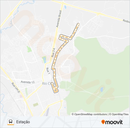 Mapa da linha 02 ARCO IRIS / MÃE PRETA de ônibus
