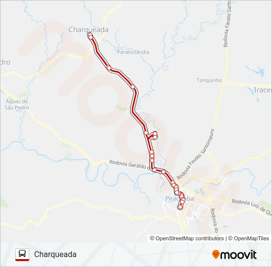 7493-1 CHARQUEADA / PIRACICABA Bus Line Map