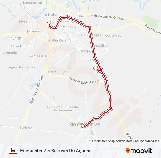 7493-2 RIO DAS PEDRAS / PIRACICABA Bus Line Map