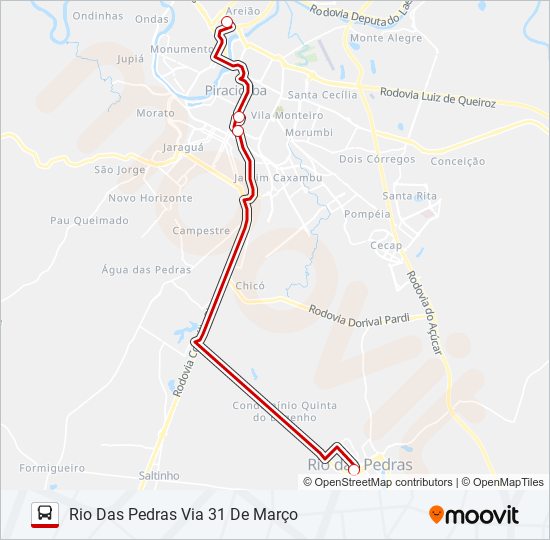 Mapa de 7493-2 RIO DAS PEDRAS / PIRACICABA de autobús