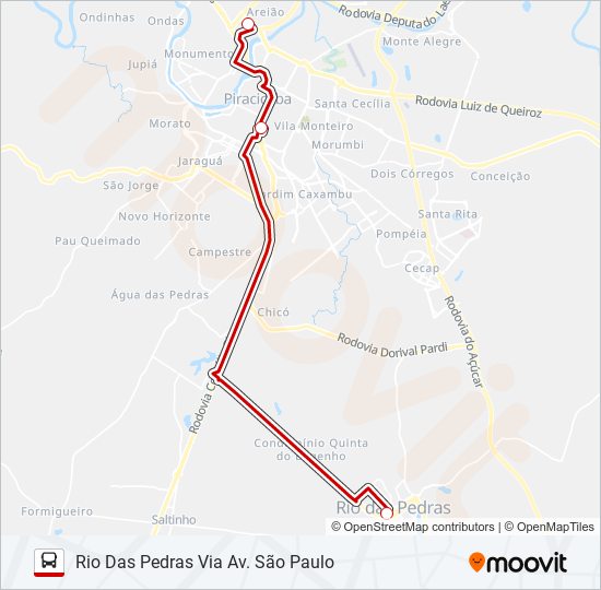 Mapa de 7493-2 RIO DAS PEDRAS / PIRACICABA de autobús