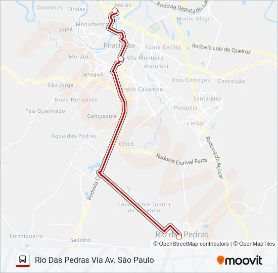 7493-2 RIO DAS PEDRAS / PIRACICABA Bus Line Map