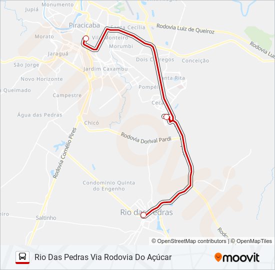 Mapa de 7493-2 RIO DAS PEDRAS / PIRACICABA de autobús