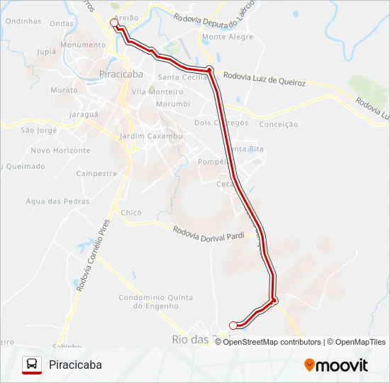 7493-2 RIO DAS PEDRAS / PIRACICABA Bus Line Map