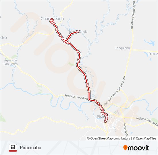 7493-3 CHARQUEADA / PIRACICABA VIA PARAISOLÂNDIA bus Line Map