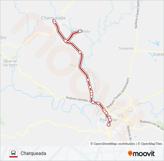 7493-3 CHARQUEADA / PIRACICABA VIA PARAISOLÂNDIA Bus Line Map