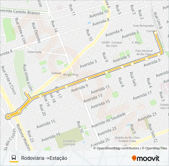 01 BELA VISTA / RODOVIÁRIA Bus Line Map