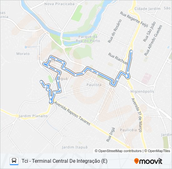 Mapa da linha 0315 JARAGUÁ de ônibus