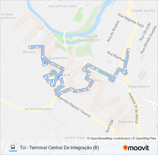 Mapa da linha 0315 JARAGUÁ de 