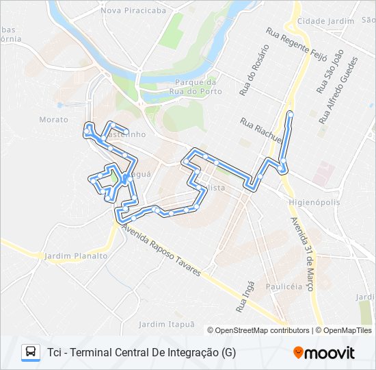 Mapa da linha 0315 JARAGUÁ de ônibus