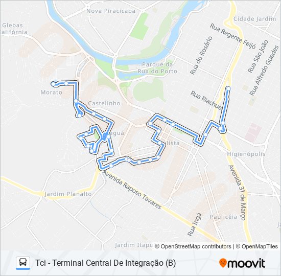 Mapa da linha 0315 JARAGUÁ de ônibus