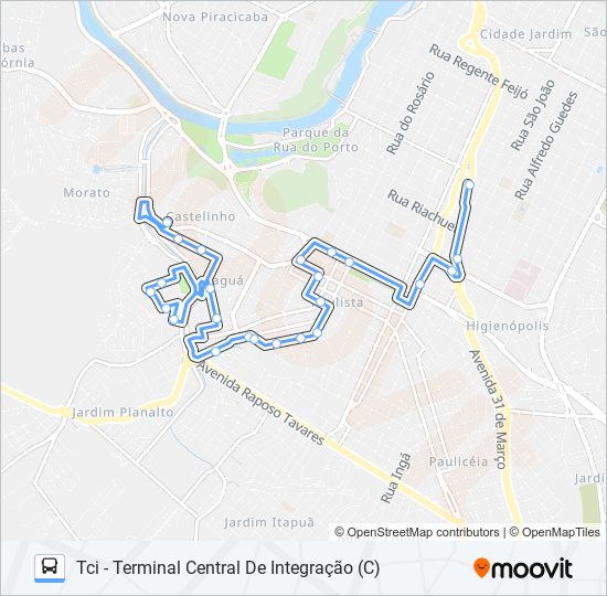 Mapa da linha 0315 JARAGUÁ de ônibus