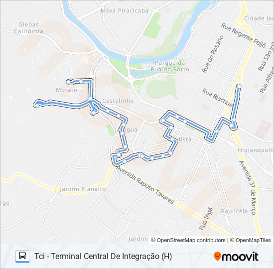 Mapa da linha 0315 JARAGUÁ de ônibus