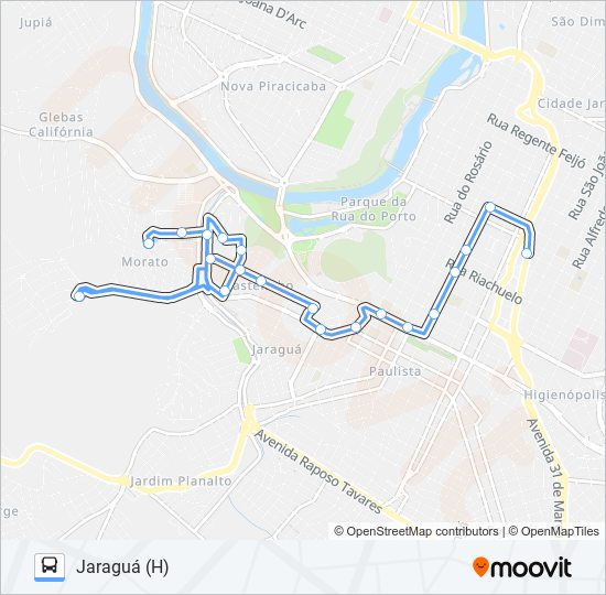 Mapa da linha 0315 JARAGUÁ de ônibus