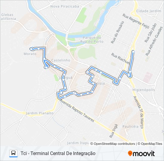 Mapa da linha 0315 JARAGUÁ de ônibus