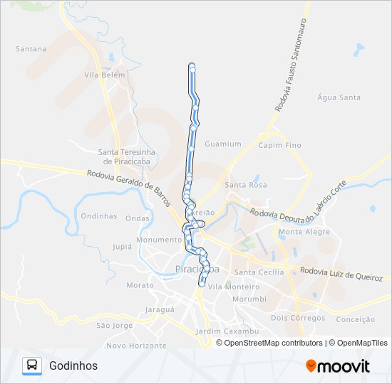 Mapa de 0119 GODINHOS de autobús