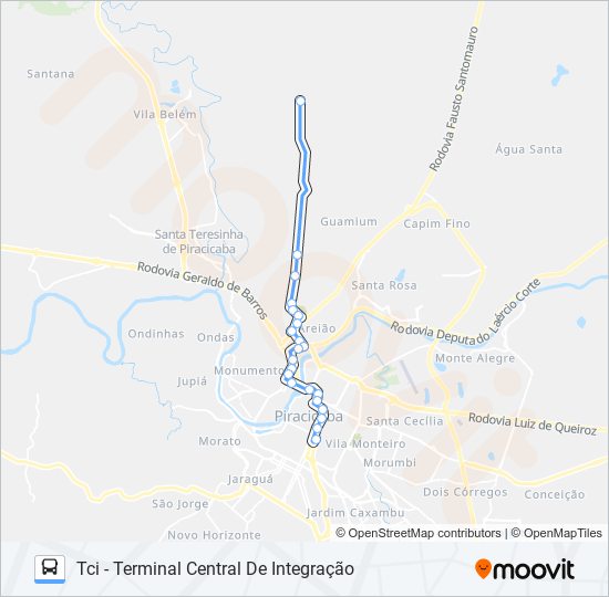Mapa da linha 0119 GODINHOS de ônibus