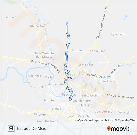 Mapa da linha 0119 GODINHOS de ônibus