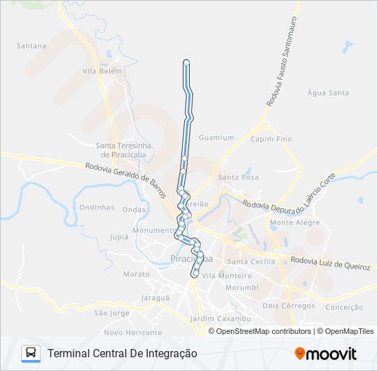 Mapa da linha 0119 GODINHOS de ônibus