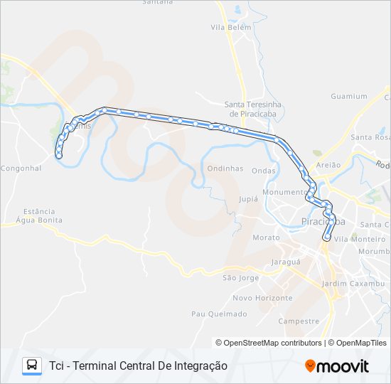 Mapa da linha 0401 ÁRTEMIS / TCI de ônibus