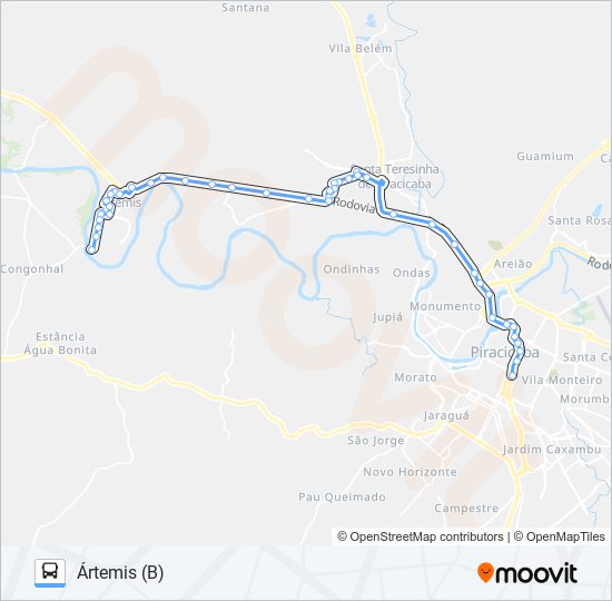 Mapa da linha 0401 ÁRTEMIS / TCI de 