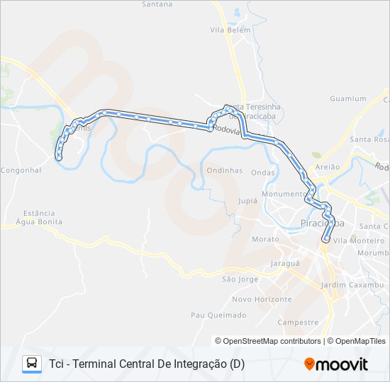 Mapa da linha 0401 ÁRTEMIS / TCI de ônibus