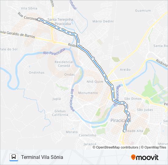 Mapa da linha 0444 SÔNIA / CENTRO de 