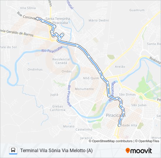 Mapa da linha 0444 SÔNIA / CENTRO de 