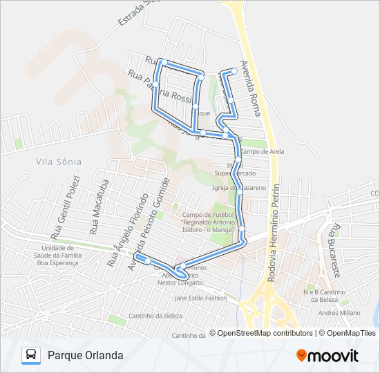 Mapa de 0410 PARQUE ORLANDA / TVS de autobús