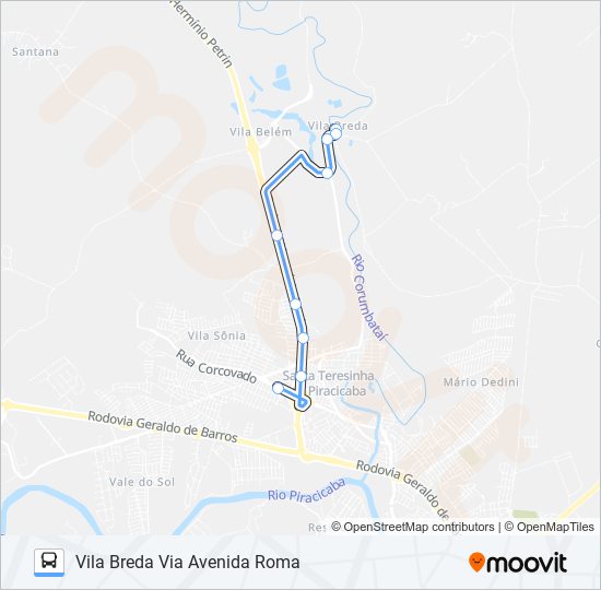 Mapa da linha 0410 PARQUE ORLANDA / TVS de 
