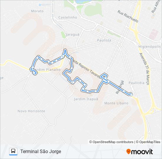Mapa da linha 0328 SÃO JORGE - TPA / TSJ de 
