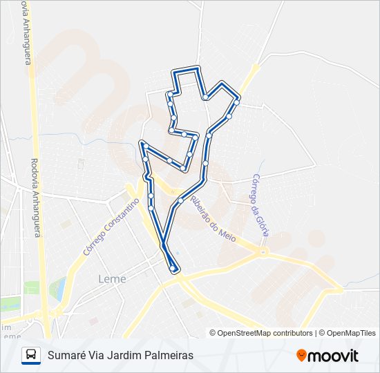 03 SUMARÉ VIA JARDIM PALMEIRAS (MARROM) bus Line Map