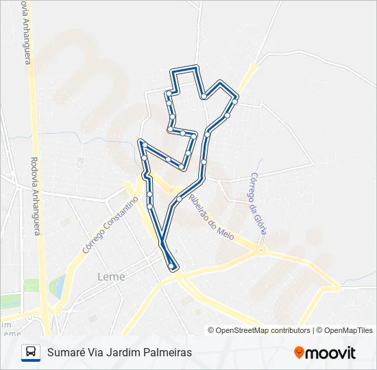 03 SUMARÉ VIA JARDIM PALMEIRAS (MARROM) Bus Line Map
