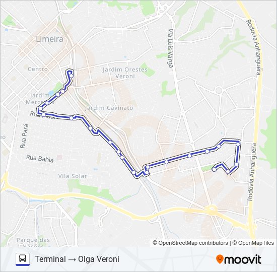 Mapa da linha 02 OLGA VERONI X GEADA de ônibus