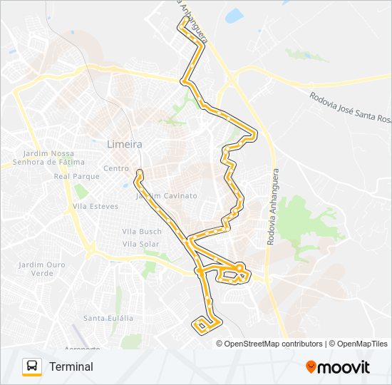 Mapa da linha 08B ATACADÃO X TERMINAL de ônibus
