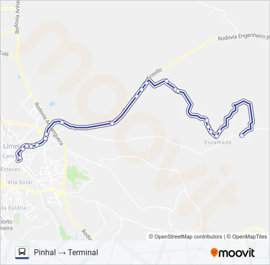 10 TERMINAL X PINHAL (PIRES) Bus Line Map