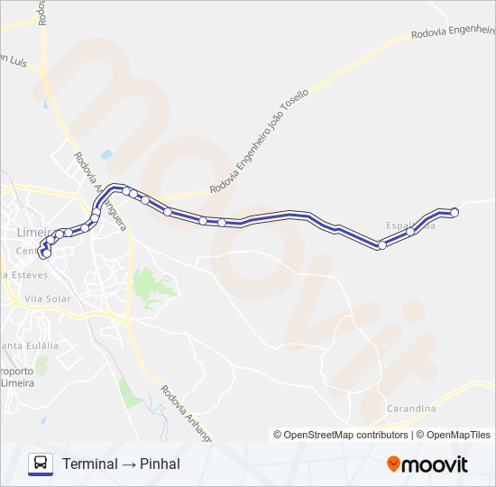 10 TERMINAL X PINHAL (PIRES) Bus Line Map