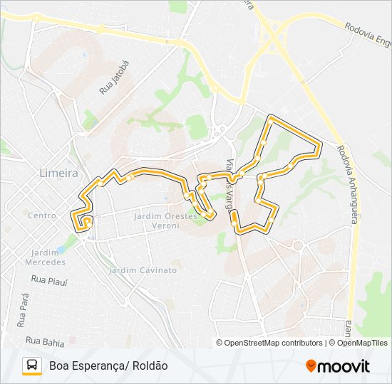 Mapa da linha 115 BOA ESPERANÇA X TERMINAL de ônibus