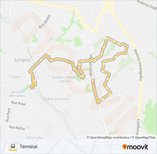 Mapa da linha 115 BOA ESPERANÇA X TERMINAL de ônibus
