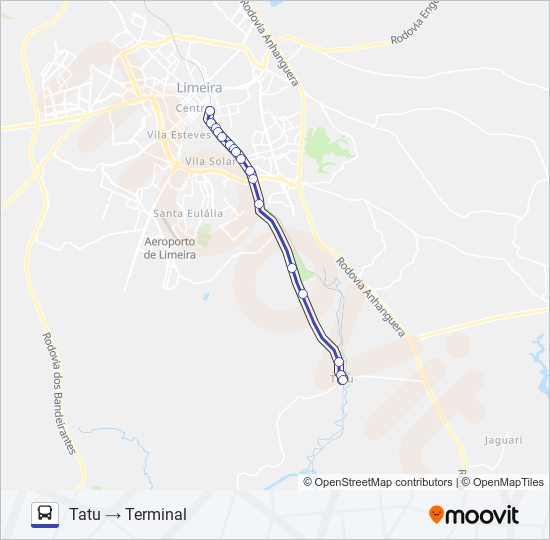 Mapa da linha 09 TATU (PARRONCHI) X TERMINAL de ônibus