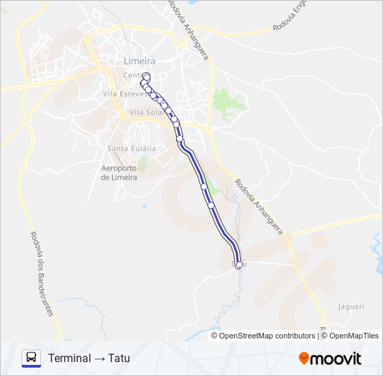 Mapa da linha 09 TATU (PARRONCHI) X TERMINAL de ônibus