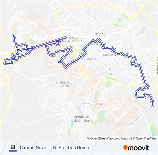 Mapa da linha 06 CAMPO NOVO X N. SRA. DAS DORES de ônibus