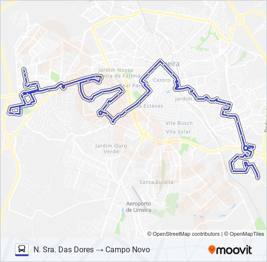 Mapa da linha 06 CAMPO NOVO X N. SRA. DAS DORES de ônibus
